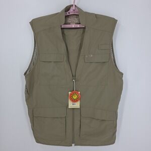 Weekender Series Men's Khaki Vest Pocketed Vented 50+UV  Protection XL NWT
